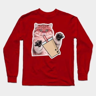 Cat boba chocolate Long Sleeve T-Shirt